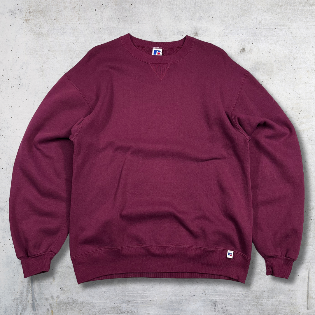 SWEAT RUSSELL CREWNECK 90'S BORDEAU L