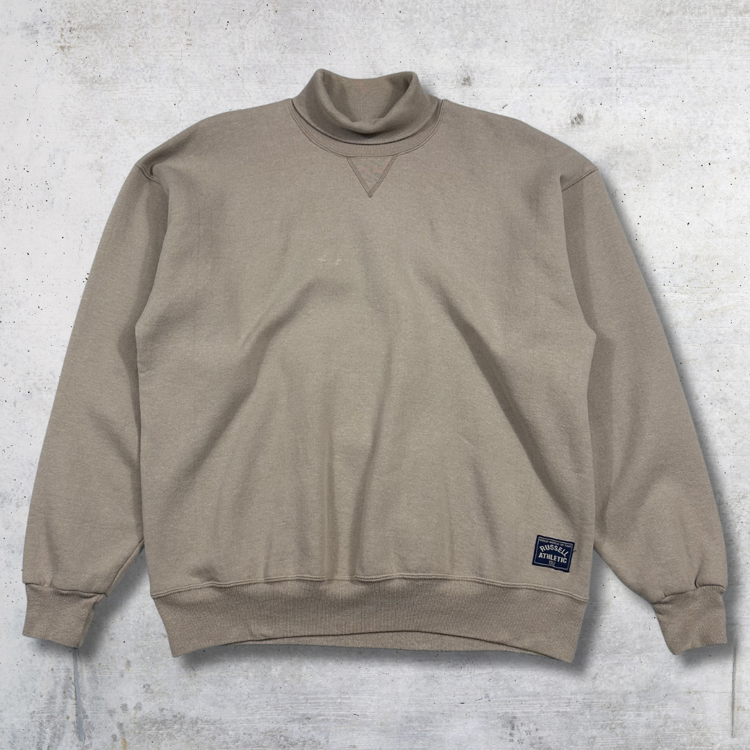 SWEAT RUSSELL COL ROULÉ VINTAGE 90'S TAUPE XL