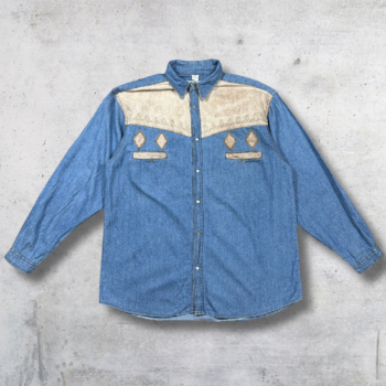 CHEMISE EN JEAN JOHN F 6EE BLEU CLAIR L